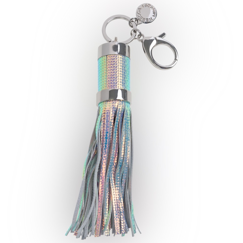 Rebecca Minkoff Iridescent/Holographic Power Tassel Keychain